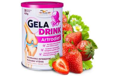 GELADRINK Artrodiet - Комплексный состав для продление активной жизнедеятельности суставов, позвоночника и сосудов со вкусом клубники, 420 г